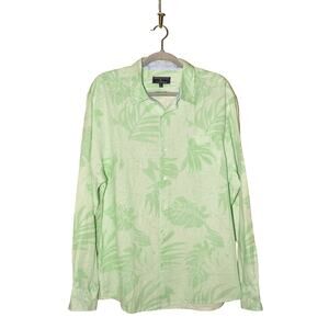 MARGARITAVILLE NEW $110‎ Lemon Key Palm Print Linen Button Down Shirt Men's L